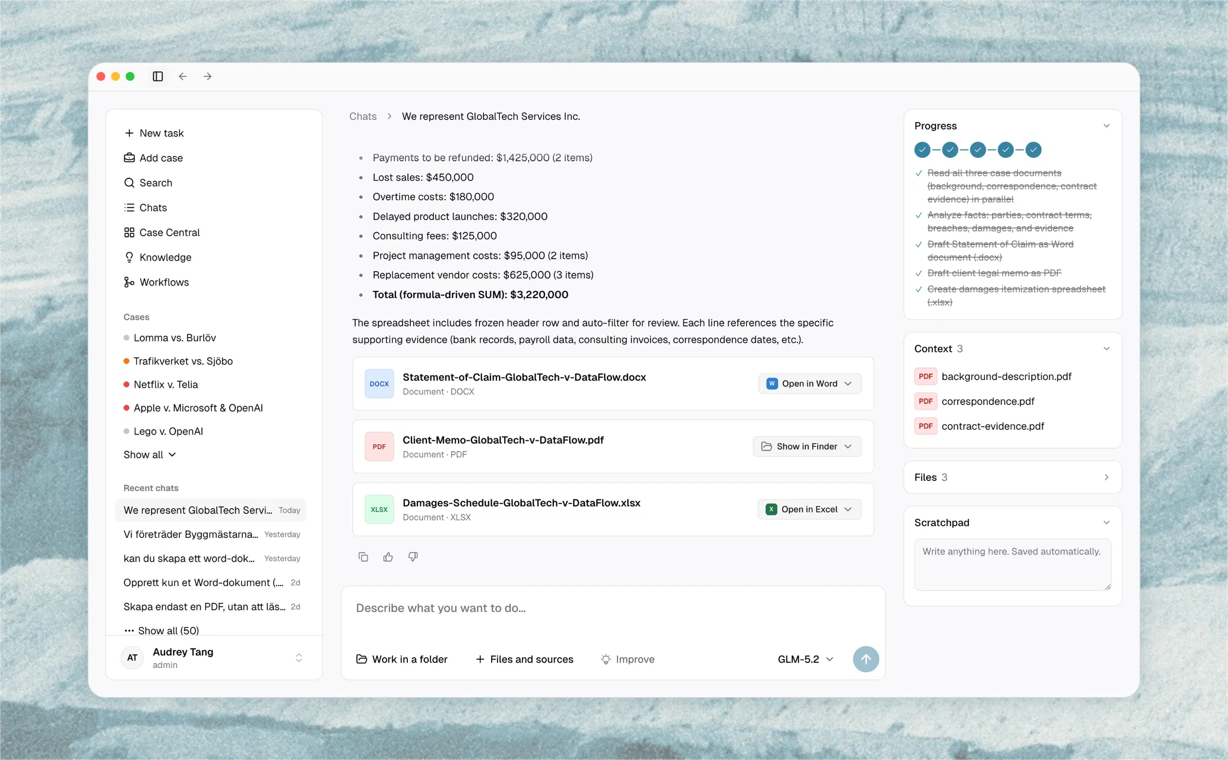 Foytech legal AI platform interface