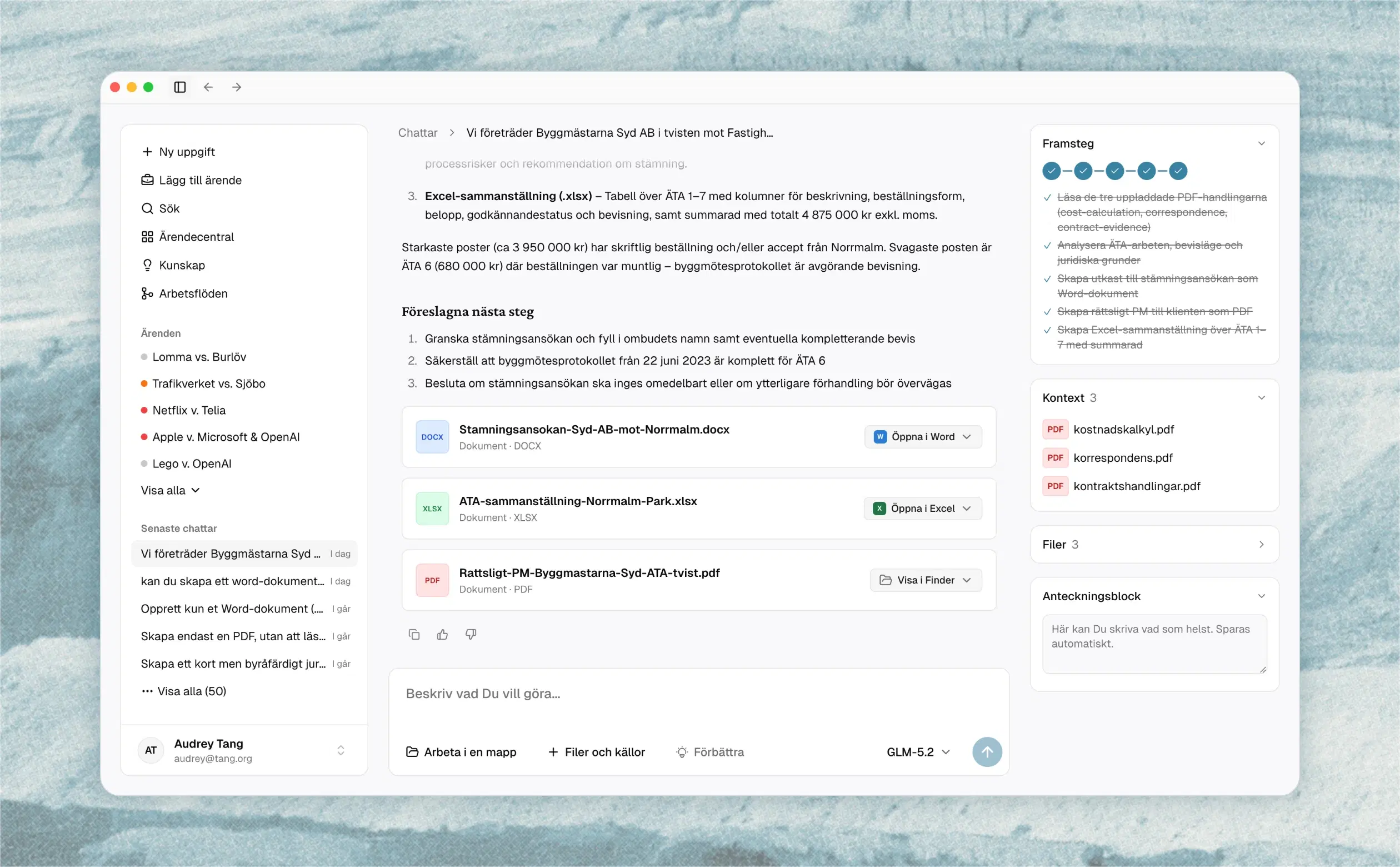 Foytech legal AI platform interface